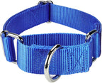 Mikivery Martingale Dog Collar Nylon Adjustable and Safety Training Colourful Comfortable Metal Buckle Pet Collars for Small Medium and Large Dogs(Royal Blue,M)