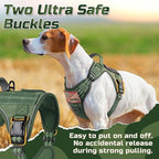 rabbitgoo Tactical Dog Harness Medium Sized Dog, No Pull Military Service Vest with Handle & Molle, Easy Control for Training Walking, Adjustable Reflective Straps, Green, M
