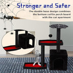 Black Cat Tree, 31 Inches Gothic Cat Tower, Cat Houses for Indoor Cats with Coffin Bed, Spacious Cat Condo, Scratching Posts for Kittens and Cats