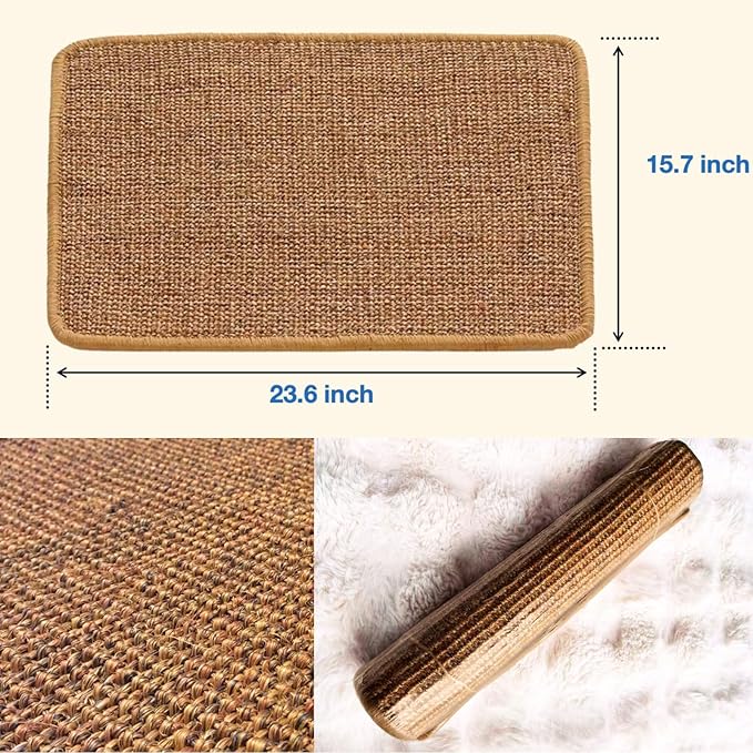 2Pack Cat Scratcher Mat,23.6 X 15.7 Inch,sisal cat scratchers for Indoor Cats,cat Scratch pad,cat Scratching Board,cat Scratching Post,sisal Rug Carpet,cat Scratch Furniture Protector,Brown