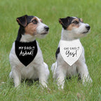 Dog Wedding Engagement Bandana Apparel & Accessories Pet Dog Scarf Photo Prop My DAD Asked! SHE Said Yes! Wedding Outfit Funny Engagement Party Decorations Gifts (Black+White)