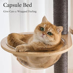 797Audio Wood Modern Cat Tree, 61.5" Tall Cat Tower with Sisal Scratching Posts, Cat Condo, Capsule and Ladder, Solid Wooden Aesthetic Multi-Level Cat Climbing Tree for Large Adult Indoor Cats-Gray