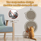 25.6 Inch Large Scratching Mat for Indoor Cats Natural Cotton Rope Flat Scratcher with Ear Hooks and Ball Toy Cat Scratch Rug Pad for Wall, Couch, Carpets, Sofas (Dark Brown)