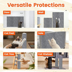 78.7"x15.8" Self-Adhesive cat Scratch pad - Trimmable Furniture Protector for Couch, Walls & Cat Trees | DIY Climbing Scratcher Pad with Twist Pins & Double-Sided Adhesives (Light Grey)