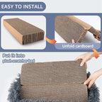 Fluffy Cat Scratcher Bed Box with Removable Cardboard, Corrugated Board Rectangular Cat Scratching Bed Lounge, Pet Scratch Pad for Furniture Protection (Dark Gray)