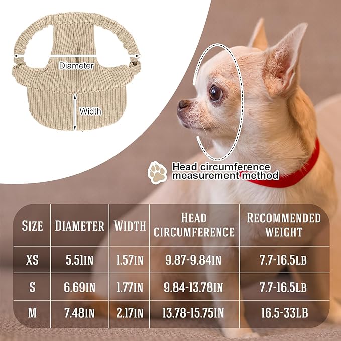 Jadive Small Dog Sun Hat with Ear Holes, Dog Cat Sunglasses with Anti-Slip Silicone Rope Baseball Cap Adjustable Puppy Sunbonnet Headdress Beach Visor Hat for Puppies Summer Outdoor(Khaki)