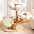 Modern Natural Solid Wood Cat Tree Tower for Indoor Cats Large Adult, 30 inch Flower Cat Tree with Scratching Post, Luxury Aesthetic Cat Tree with Cloud-Soft Flower Perches and Sisal Scratching Pad