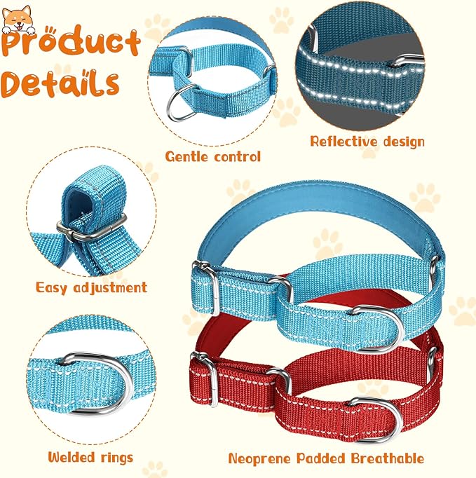 12 Pcs Martingale Collar for Medium Dogs Adjustable Pet Training Collar Reflective Dog Collar with Durable Metal Buckle Heavy Duty Nylon No Pull Martingale Collar for Small Medium Large Dogs, Small