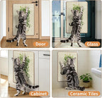 Sisal Cat Scratcher Mat Cat Wall Scratcher for Indoor Scratch Pad Wall Mounted Scratching Post to Protect Couch Carpet Furniture 23.6"x15.7" (Green Plant Cat)