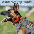 rabbitgoo Tactical Dog Harness for Small, Heavy Duty Pet Harness with Handle, No-Pull Service Vest Small Breed, Adjustable Military Dog Vest for Training Hunting Walking, Grey, S