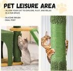 DWVO Cactus Cat Tree: 37" Tall with Self-Grooming Brush, Cute Kitten Climbing Tower for Indoor Kittens with Cat Condo, Plush Platform, Hammock, Sisal Scratching Posts, Dangling Ball