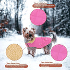 Winter Coat for Small and Medium Dogs, Puppy Plaid Jacket, Cotton Coat for Cold Weather, Windproof Warm Dog Garments, Pet Thickened Outfits Indoor Outdoor, Pink XS