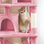 Topeakmart 62.2 inches Cat Tree, Cat Tower w/Double Condos, Scratching Posts & Hammock, Cat Activity Tree Kitten Play House, Pink