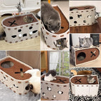 BABORUI Cat House for Indoor Cats, Large Foldable Cat Bed Cave with 5 Fluffy Ball Hanging, Felt Cat Hideaway with 8 Tunnels for Multi Pet Cats Kitten & Adult Play
