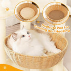 Modern Cat Tree Tower,Three Hand-Woven cat beds, Sisal-Covered Scratching Posts for Indoor Cats, Multi-Level Cat Condo with Space Capsule Nest, Tall Cat Tree for Multiple Large Cats