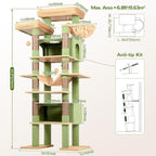 Globlazer XXL Cactus Giant Cat Tree, 83 Inch Heavy Duty Cactus Tall Cat Tower for Indoor Cats Large Adult, Multi-Level Large Cat Condo with 8 Scratching Posts, Hammock, 2 Platform, F83B, Green