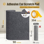 Cat Scratch Couch Furniture Protector, 90" x 16" Trimmable Anti-Scratch Couch Protector from Cat Claws with Double Self-Adhesive Carpet, Great for Sofa & Indoor Wooden Furniture (Dark Gray)