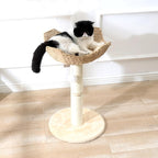 SHENGOCASE Small Cat Tree Tower with Large 17.7" Rattan Wicker Basket, Handwoven Nest Basket Bed, Window Perch for Large Cats up to 25LBS