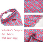 Elegant little tail Dog Bandana, Valentine's Day 1PC Washable Dog Scarf Female or Male Square Bib Kerchief Scarf Adjustable Pet Bandana for Medium Large Dogs
