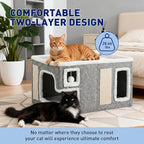 Cat Houses for Indoor Cats,Foldable with Cat Scratch Pad and Hanging Fur Ball - Washable Semi-Enclosed Cat Bed, Warming Comfy Cat Tent,22.83x16.92x12.99inch, Grey