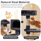 Tangkula 36 Inch Cat Tree Tower, Multi-Level Cat Tower with Condo, Top Perch, Sisal Scratching Posts & Hanging Rope, Spring & Hanging Balls, Climbing Platforms for Indoor Cats and Kittens (Dark Gray)