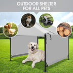 4x4 FT X-Large Outdoor Dog House for Large Dogs, Heavy Duty Weatherproof Dog Kennel with Upgraded Doors, Dog Tent for Outside Shelter, Waterproof Canopy Pet House for Small Animals, Grey