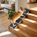 Pet Stair Ramp for Small Dogs, 4 Pack Foldable Wooden Dog Steps for Stairs, Anti-Slip Low-Angle Support for Senior, Short-Legged & Injured Pets