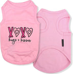 Parisian Pet Dog Shirt – 100% Cotton Shirts for Small Dogs – Pink XOXO Sleeveless Puppy Clothes – Lightweight and Breathable Girl Dog Clothes – Summer Pet Apparel - Stretchy Tshirts for Dogs