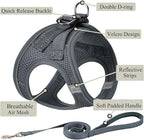 Dog Harness with Leash Set, No Pull Adjustable Reflective Step-in Puppy Pet Vest Harnesses for Small Medium Large Dogs and Cats,Grey XXS