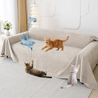Cat Scratch Furniture Protector - Anti-Slip, Waterproof Sofa Cover to Keep Cats Off, Pet-Friendly Couch Protectors for 3 Cushion Couch, Khaki Anti-Scratch Couch Cover for Pets and Kids 134"X71"