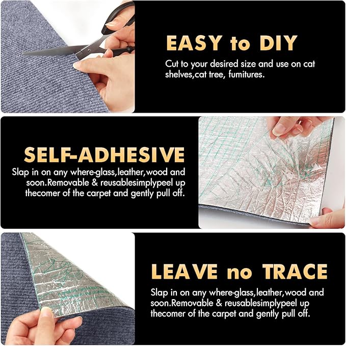 Cat Scratch Protector for Furniture - Self-Adhesive Anti-Scratch Tape for Sofa, Walls, Floors, and More - Durable & Pet-Friendly,39.3”X 15.8”, Includes Nano Adhesive and Fixing Nails (Gray)