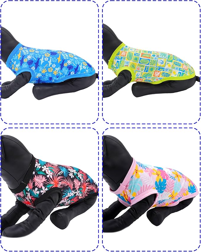 PET SHOW 4 Pack Dog Hawaiian Shirts for Medium Large Dogs UPF 50+ UV Sun Protection Summer Cool Clothes Tank Top Floral Dog T-Shirts Pet Holiday Party Sleeveless Vest Boy Girl(X-Large)