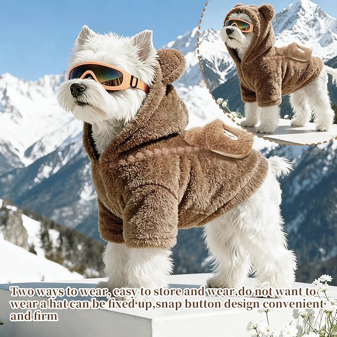 Cute Dog Coats for Small Dogs Clothes for 10 to13lbs - Hoodie Dog Jackets for Small Dogs Warm Small Dogs Coats Back Length 13-14" Suitable for Cold Weather