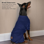 cyeollo Dog Pajamas for Medium Large Dogs Stretchable Pjs Soft Thermal Pet Onesie Jumpsuit Winter Dog Clothes for Dogs, Navy XXL