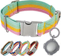 ADITYNA Cotton Dog Collar with AirTag Holder - Heavy-Duty Metal Buckle, Breathable, Easy Adjustable for Large & Extra-Large Breeds - for Walking, Training (Pastel Paradise, Fits 19-30" Necks)