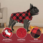 cyeollo Small Dog Coat Sherpa Dog Winter Coat, Reversible Fleece Doggie Jackets Sweater Vest for Small Dogs Male with Leash Hole, Soft Cold Weather Pet Coats, Buffalo Plaid S