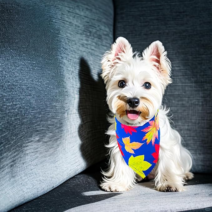10PCS Dog Bandanas Fall for Small XS Breed Dog Pumpin Harvest Leaves Forest Autumn Pattern Kerchief Triangle Bibs Head Scarves Boys and Girls Grooming Accessories Costume