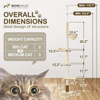 Floor to Ceiling Cat Tree, Adjustable Height 104”-115” Multi-Tier Cat Climbing Tower w/Itching Scratcher, Cozy Hammock, Interactive Playball, Platforms for Indoor Cats, Beige