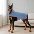 cyeollo Warm Dog Coat Reversible Winter Coats Large Pet Sweater Vest, Fleece Sherpa Dog Jacket for Large Dogs with Leash Hole, Soft Pet Cold Weather Coats, Blue, XXXL