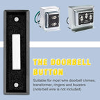 Saillong 1 Piece Lighted Doorbell Button, Wall Mounted Garage Door Opener Switch with LED Light Compatible with Most Wire Doorbell Chimes, Transformer, Ringer, Buzzers (Black,Warm Light)