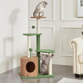 Yaheetech 42in Cactus Cat Tree, Green Cat Tree Tower w/Pumpkin Condo, Multi-Level Perches, 3 Scratching Posts, Teasing Ball for Indoor Kittens