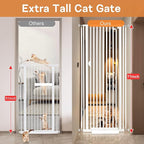 71“ Extra Tall Cat Gate for Doorway：29.4-33.4” Wide Pet Gate, Auto Close/One Handed Open, 1.34” Extra Small Gap, No Drill Pressure Mount Tall Cat Gate for Interior Stairs/Kitchens/Hallways (White)