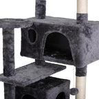 54-Inch Cat Tree for Large Cats, Sturdy Multi-Level Cat Tower with 2 Condos, Hanging Ball and Sisal Scratching Posts, Durable Cat Furniture for Indoor Cats (Dark Grey)