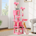 DWVO 75 in Multi-Level Cat Tower: Tall Cats Tree for Indoor Kittens, Pet Furniture with Kitty Condos, Top Perches, Sisal Ramp Scratching Posts, Cozy Basket, Hammocks, Pink