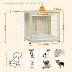 DWANTON Dog Crate Furniture with Cushion, Wooden Kennel Table with Double Doors, Indoor Dog House, Small/Medium/Large Size, 27.2" L, White Oak