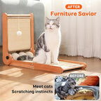 3 Transformable Shapes Cat Scratching Post - Adjustable L-Shape Sisal Scratcher with Multiple Fresh Fun Play Modes, 100% Natural Solid Beechwood& Sisal, Eco-Friendly Furniture Protector