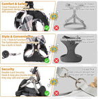 KOOLTAIL Small Dog Harness and Leash Set, Cute Puppy Harness, Step in No Pull Soft Mesh Pet Vest Harness Collar for Small Size Dogs Cats Boy Girl, Plaid Dog Halters for Outdoor Walking, Beige XS