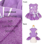 Fitwarm Easter Bunny Dog Dress, Holiday Dog Clothes for Small Dogs Girl, Pet Easter Outfit, Purple, White, Small