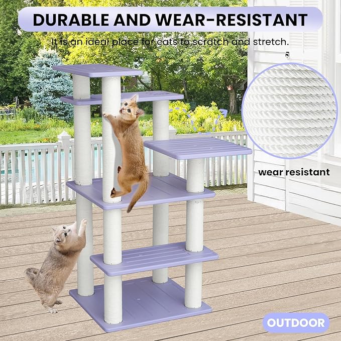 5 Level Cat Tree for Outdoor and Indoor Cats,Large Cat Tower with Scratching Posts 46 inches