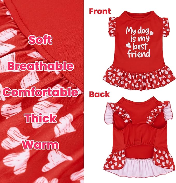 XPUDAC 4 Pack Cute Dog Dress for Small Dog, Floral Pet Clothes Sweet Girl Puppy Dress Colorful for Birthday Holiday Spring Summer Pet Outfits Skirt for Girls, XS